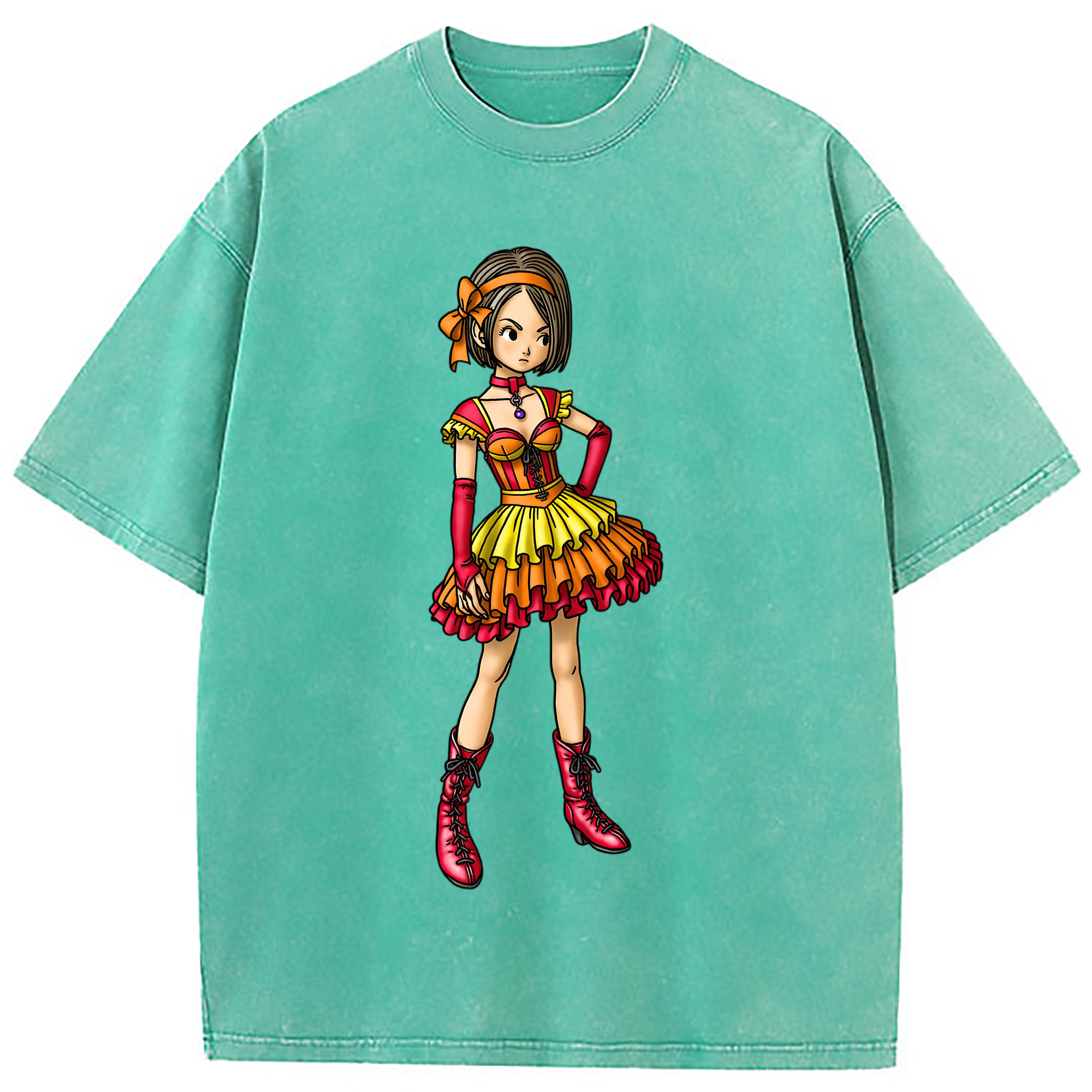 （画像用） ドラゴンクエスト Doragon Kuesuto Dragon Quest 綿100% ヴィンテージ風 半袖Tシャツ（フロントプリント）